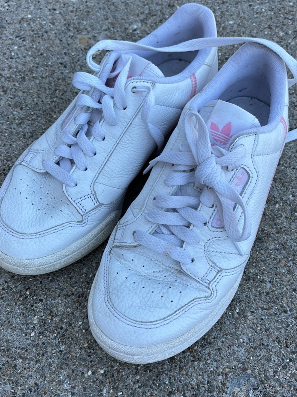 adidas Women's White Sneakers with Pink Logo Accents